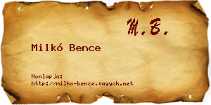 Milkó Bence névjegykártya